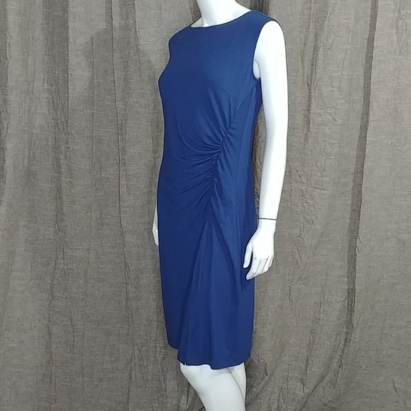 Ann Taylor Dresses & Skirts - Ann Taylor Dress Navy Blue Sleeveless Ruched Side